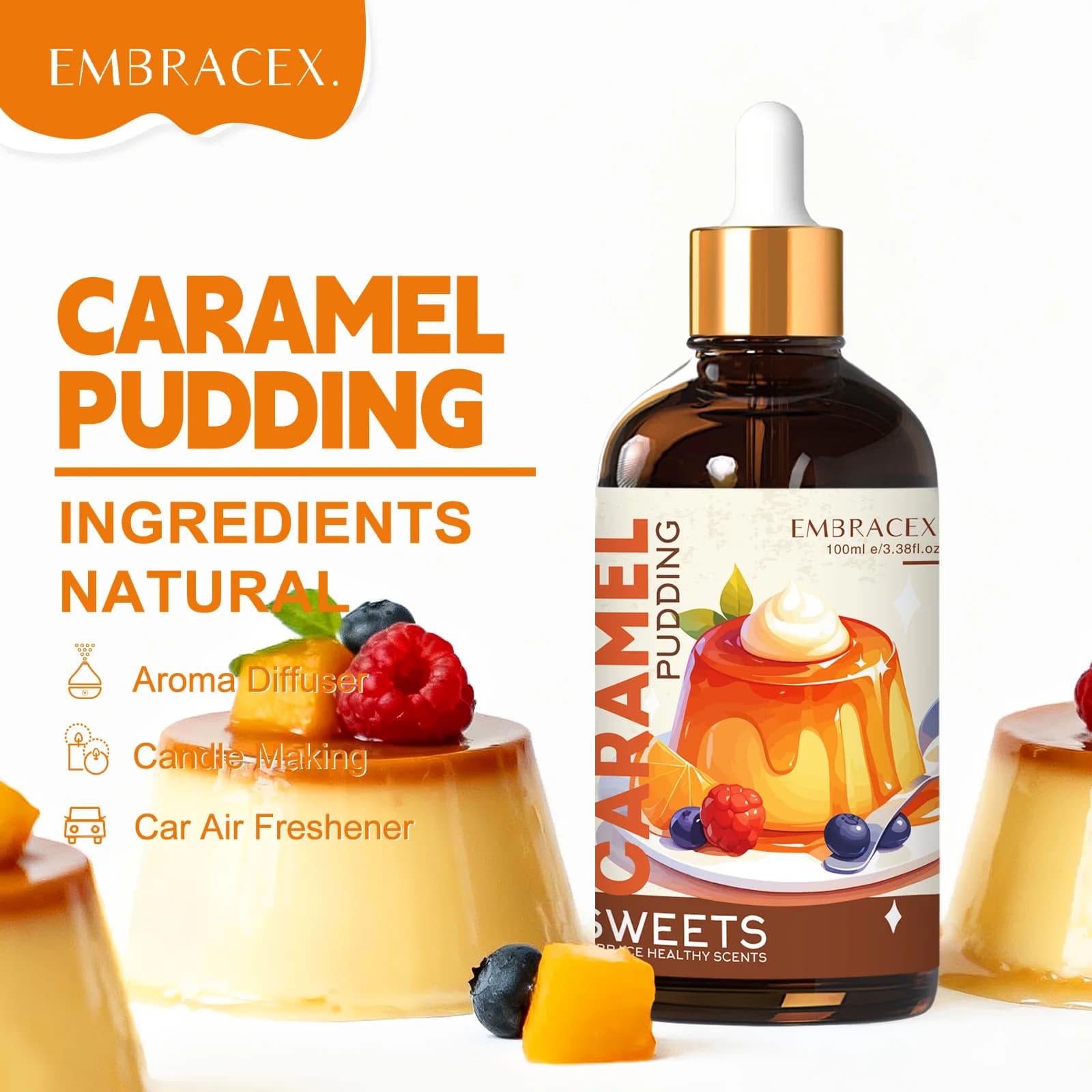 100 ml caramel pudding essential oil, body massage oil, facial oil, moisturize, long lasting sweet scent, gift for friends