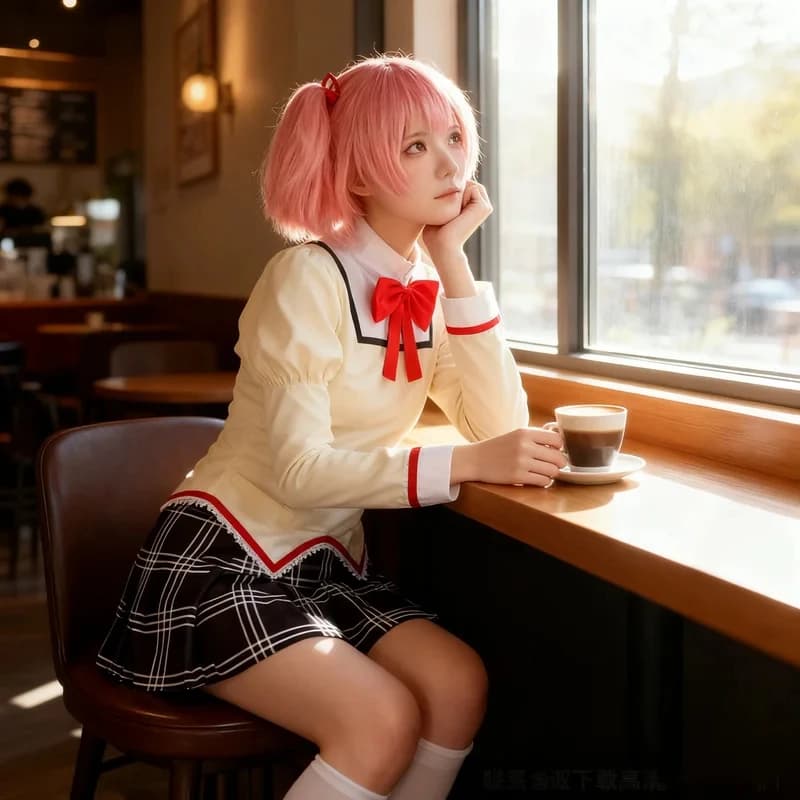 Anime Puella Magi Magica Cosplay Costume Madoka Full Outfits Shirt Skirt Bow Tie Sock School Uniform Role Play Set yy:89