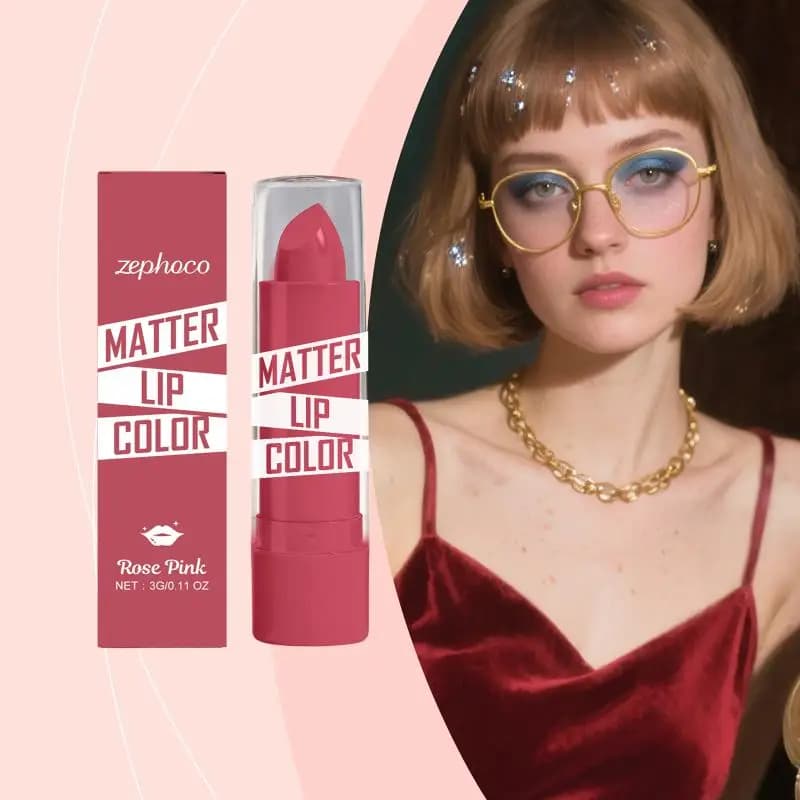 Rossetto Idratante Rosa, Impermeabile, Alta Pigmentazione, Riduce la Secchezza, Attenua le Rughe Labiali, Illuminante, Gloss per Labbra