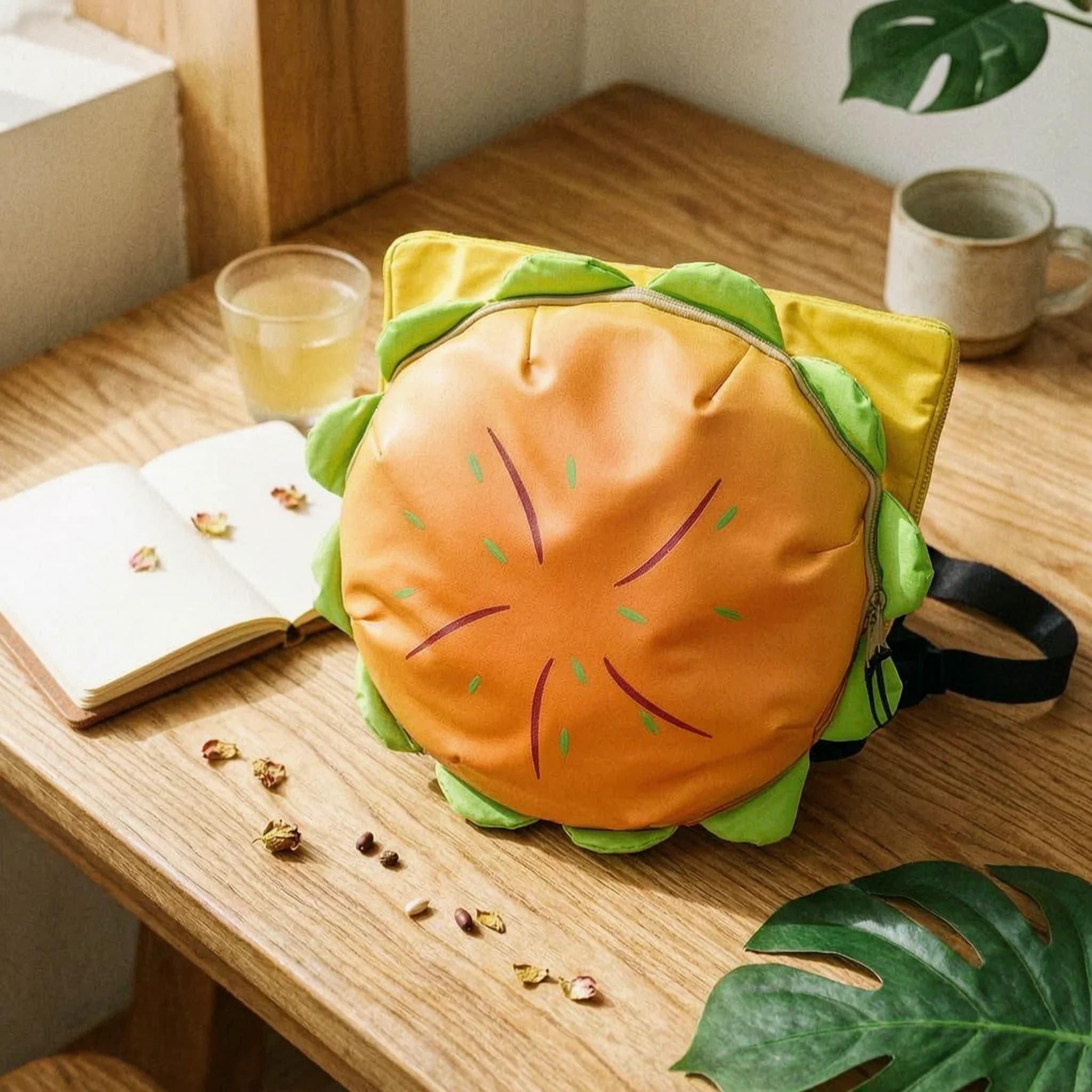 Zaino a Forma di Hamburger, Borsa Cartoon 3D, Accessorio di Moda Divertente per Genitori e Bambini, Ideale per lo Shopping