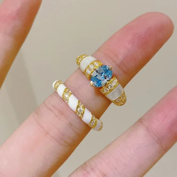 Women s Cold Wind Style S925 Sterling Silver Black And White Ring Light Luxury Niche Stackable High End Ring For Trendy Outfit