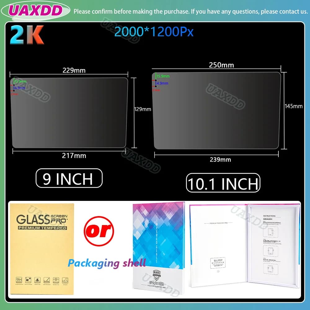 9 10.1 Inch PET Screen Protector Film for 2 DIN GPS Car Radio Media Player Navigation Android frame Kit Glass Interior stereo 2K