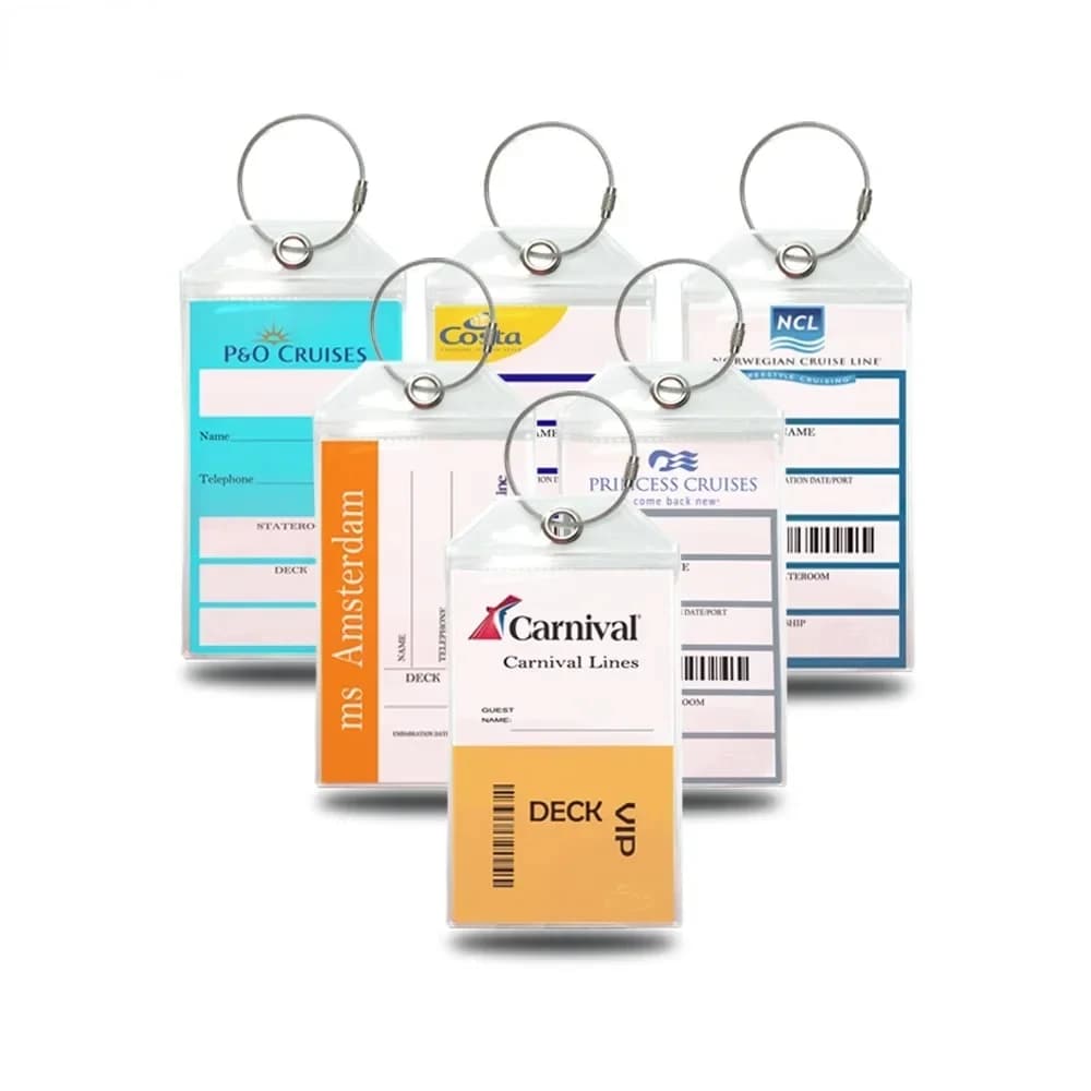 Etichette da crociera portapacchi portapacchi sigillo con cerniera e anelli in acciaio accessori da viaggio in PVC spesso etichette con nome del bagaglio etichetta per indirizzo della valigia