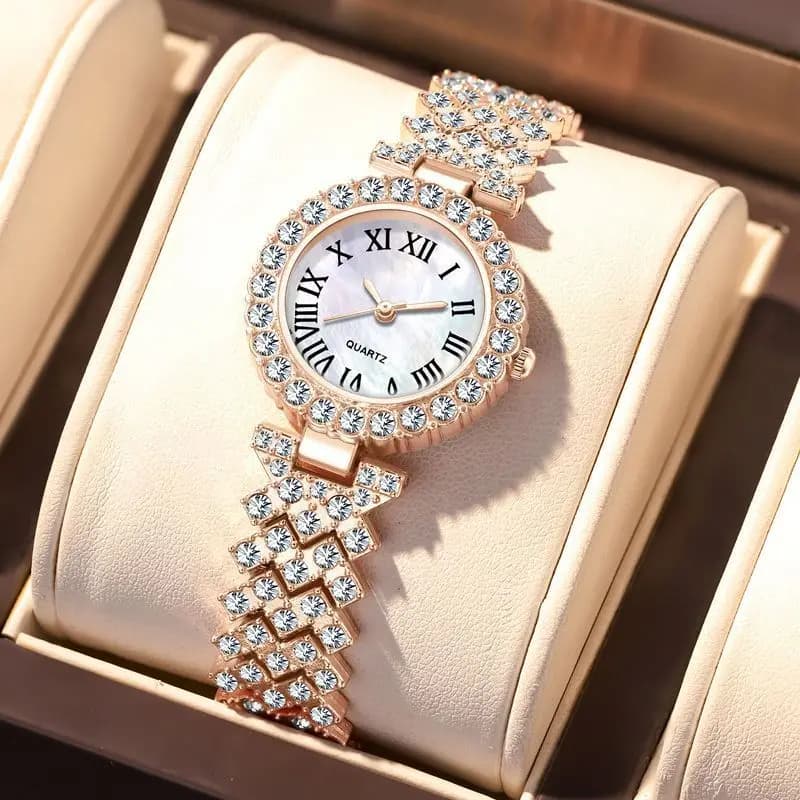 Orologi da donna di lusso lucidi Orologio in oro rosa Orologio da donna elegante al quarzo con diamanti Orologio da polso femminile Reloj Mujer Reloj