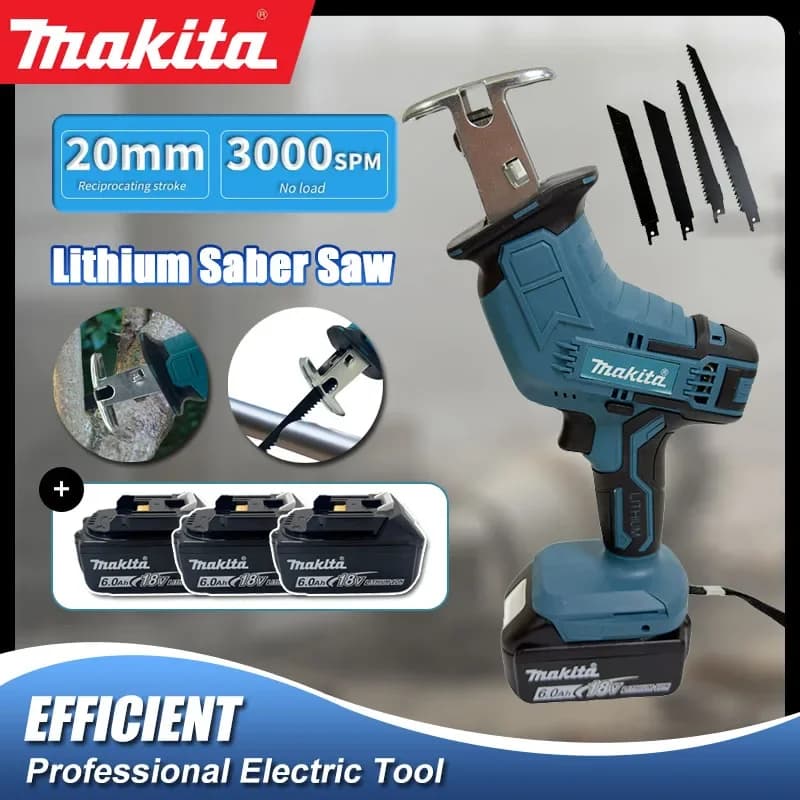 Sega a sciabola elettrica a batteria Makita per taglio legno e metallo, sega portatile a batteria al litio, utensile elettrico