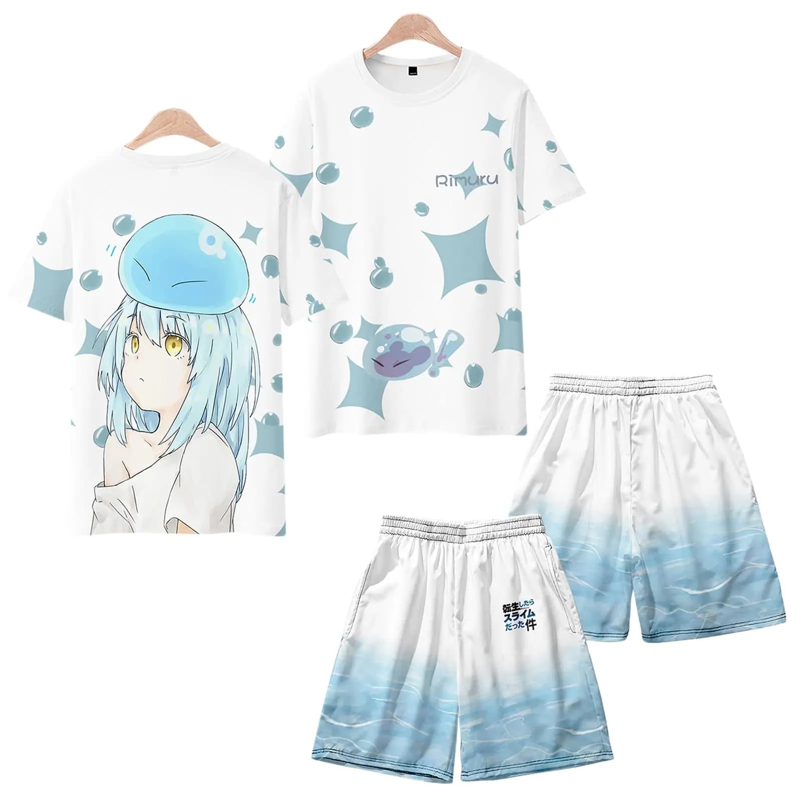 Quella volta che mi sono reincarnato come un melma Rimuru Tempest T-shirt con stampa 3D Set Kawaii Cosplay Tee Shorts Suit Uomo Donna Set da 2 pezzi