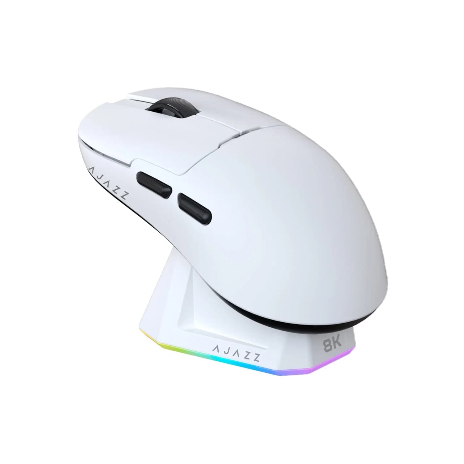 White Bluetooth 2.4G wired AJ159 professional gaming mouse with magnetic charging seat