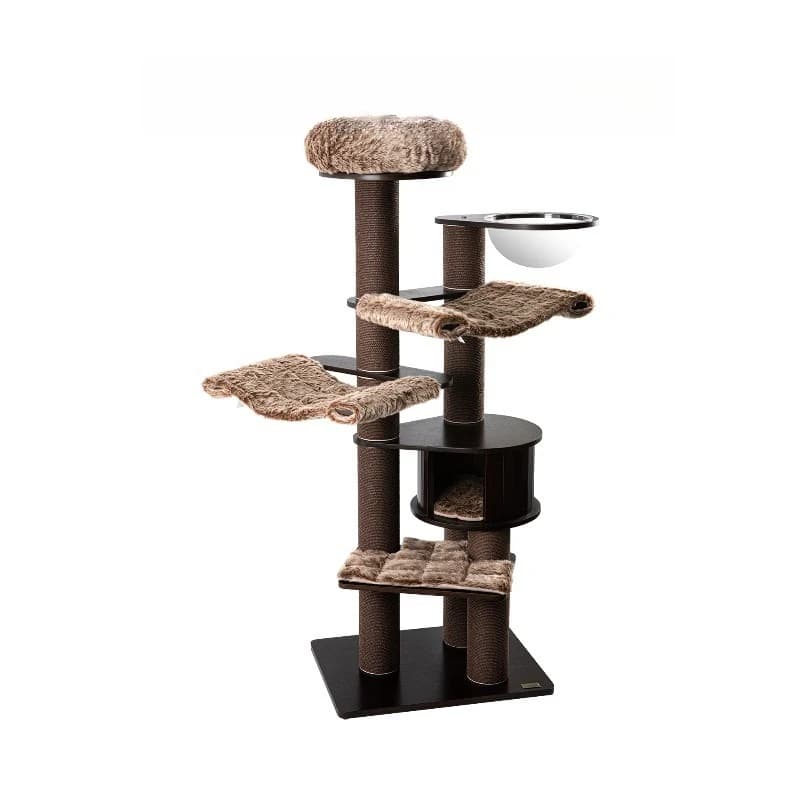 Cat climbing frame cat nest tree, walnut lacquered solid wood multi-layer board cat frame