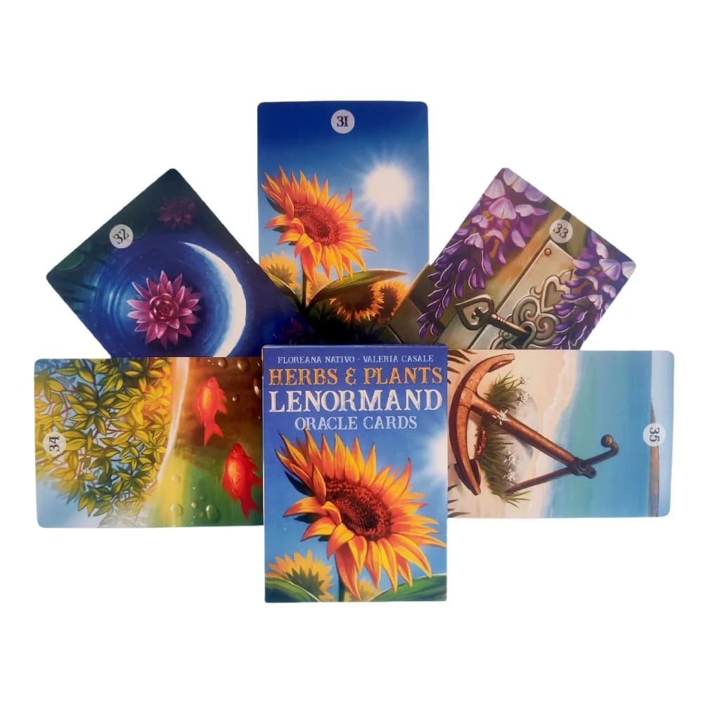 Carte Oracle Lenormand per erbe e piante da 10,4 * 7,3 cm Carte da 36 pezzi con colori vivaci e splendido simbolismo