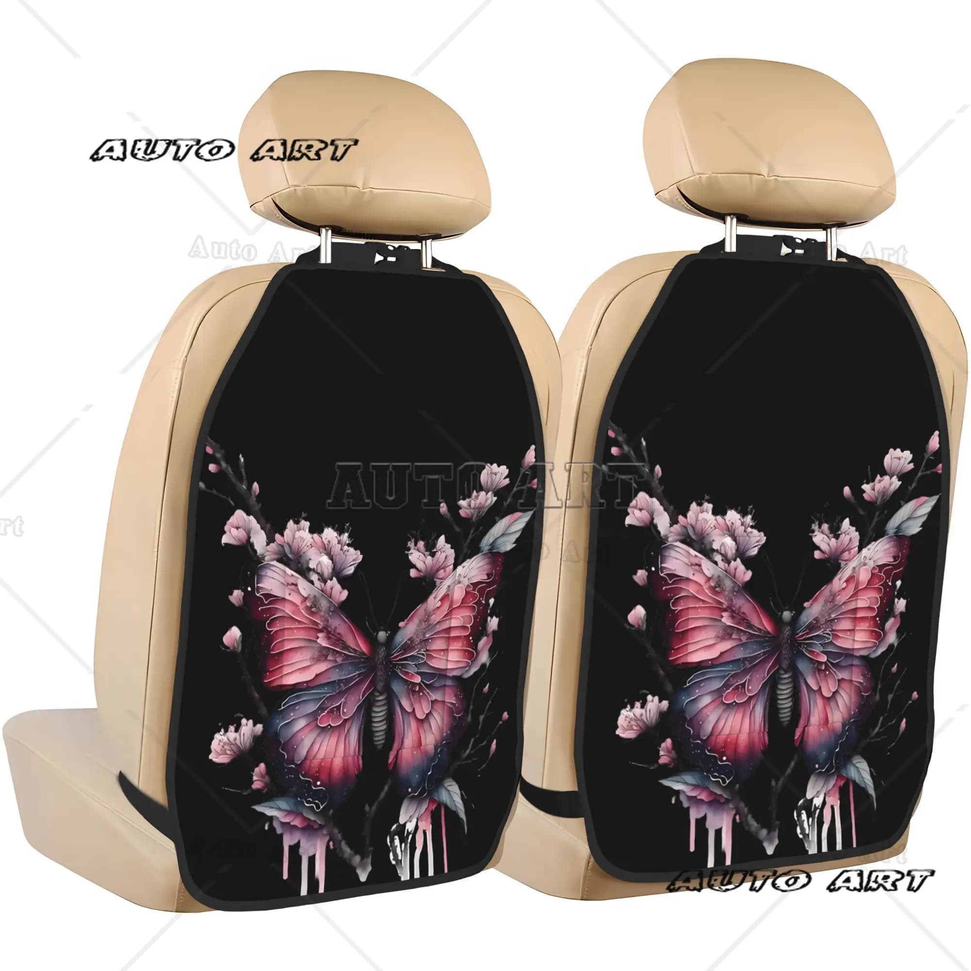 2 tappetini organizer per sedile posteriore auto con farfalle su rami di ciliegio e tasche portaoggetti, universali per la maggior parte dei veicoli