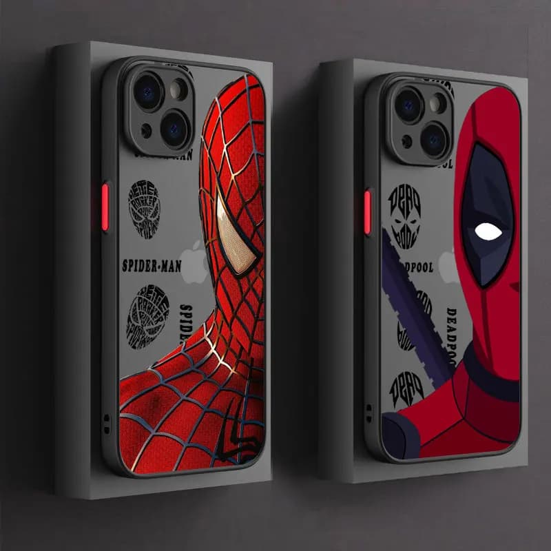 Cover Marvel Spider-Man Mezza Faccia per iPhone 17 16 15 Pro Max, 14 13 12 11 Pro Max, 16e 17e Air Mini XS X 7 8 Plus