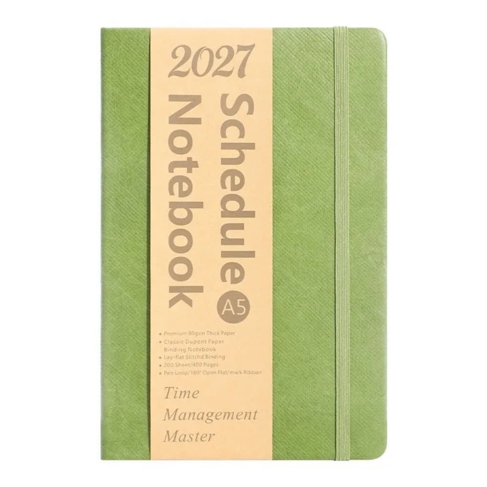 PU Leather 2027 Planner Notebook Elastic Band Daily Weekly Monthly Planner 2027 Agenda Book Time Management