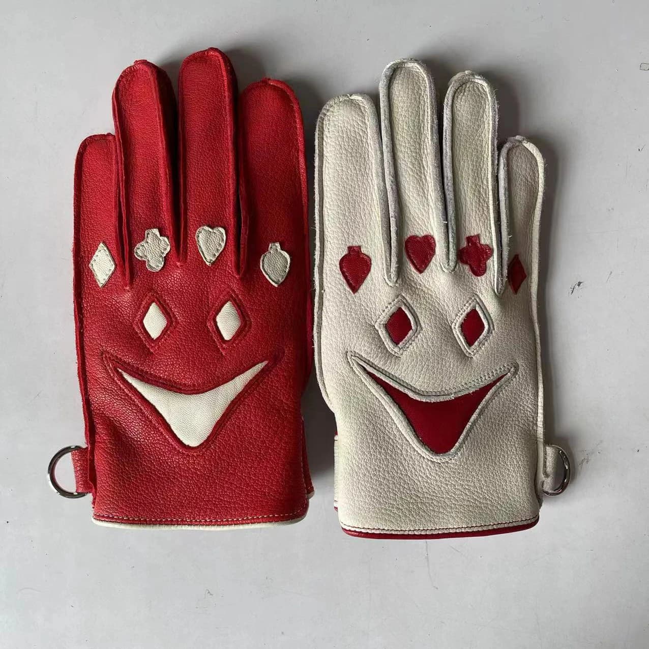 Regalo di lusso per uomo guanti in pelle locomotiva maschio originale nicchia Retro Smile inverno caldo fodera in pile pelle di cervo Sport Luvas
