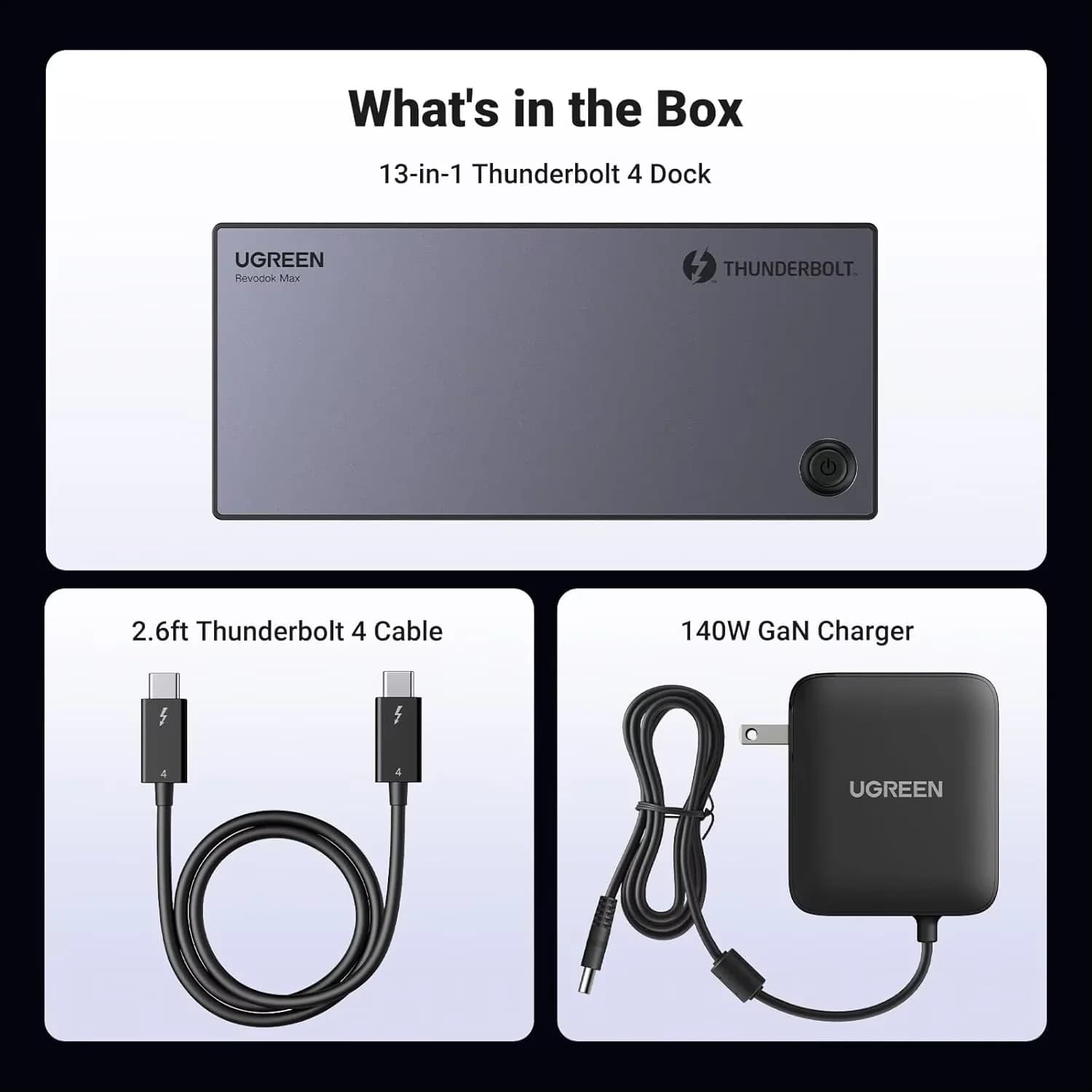 MAF UGREEN Revodok Max 313 Docking Station 13 in 1 40Gbps con Triplo Display 4K 60Hz, Singolo Display 8K, PD, 2.5GbE, SD/TF, Ricarica per Laptop
