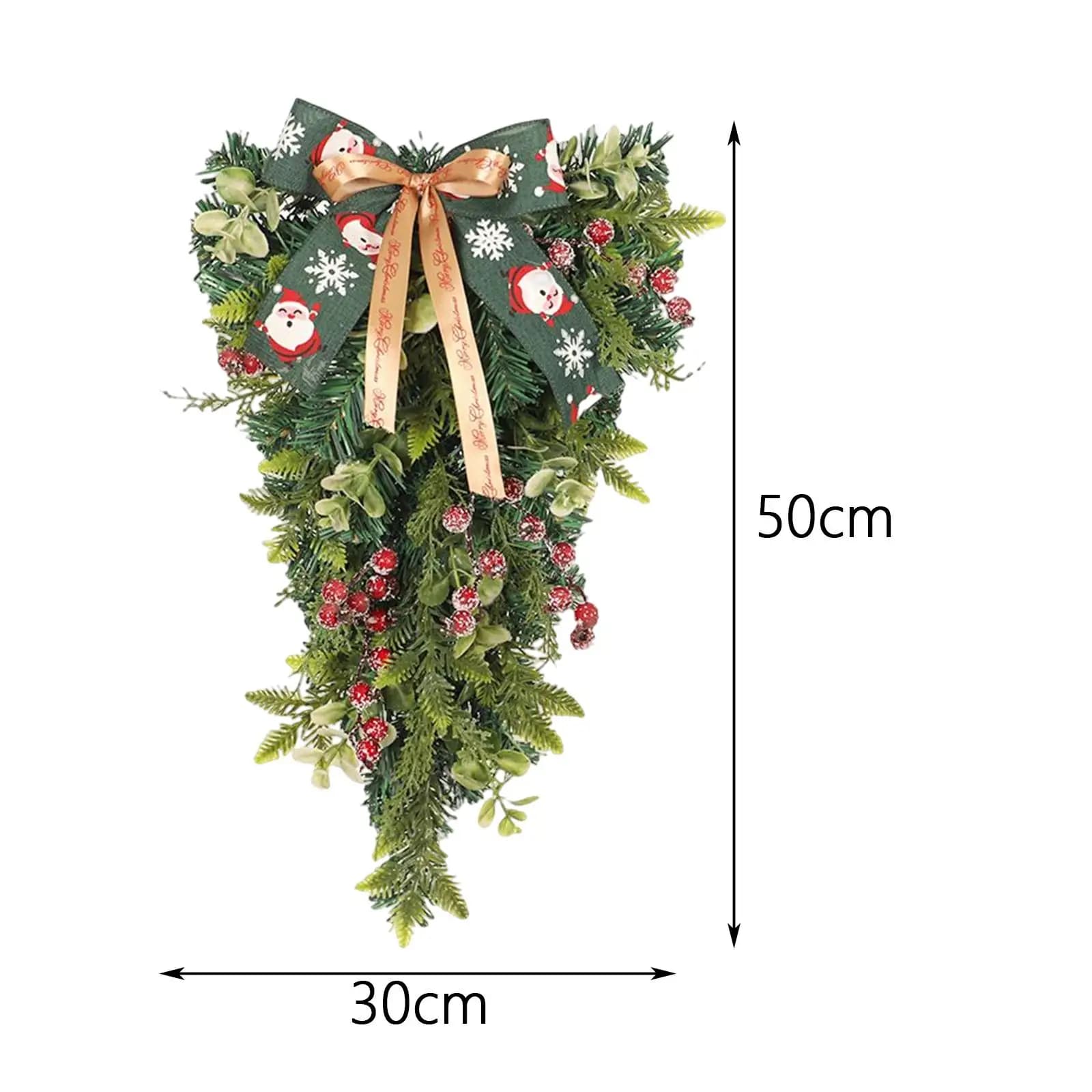 Artificial Christmas Teardrop Swag Fairy Lights Wall Hanging Garland Greenery
