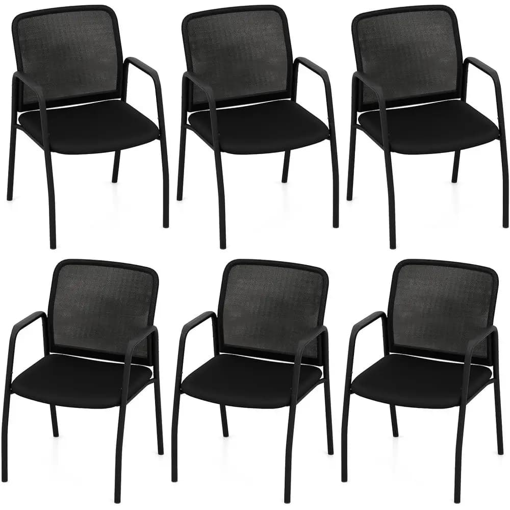 Set di 6 Sedie da Conferenza, Sedie da Ufficio con Schienale Ergonomico in Rete, Braccioli Robusti e Seduta Imbottita, Sedie in Rete per Ufficio, Sala d'Attesa
