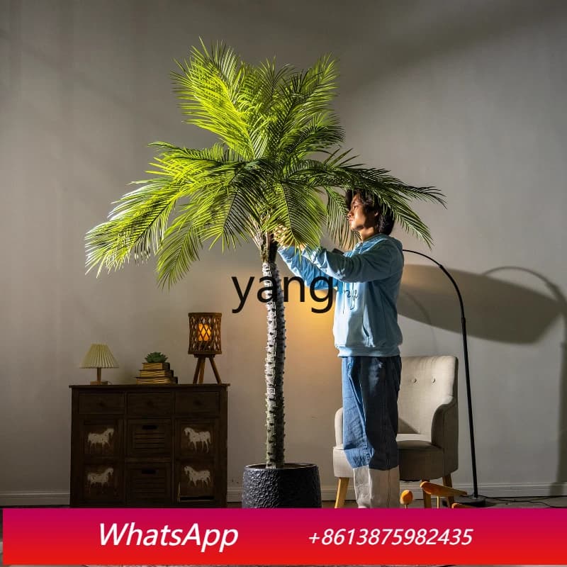YJQM Large Bionic Artificial Tree, Fin Plant in Interior Vase, Furniture Ornament Living Room
