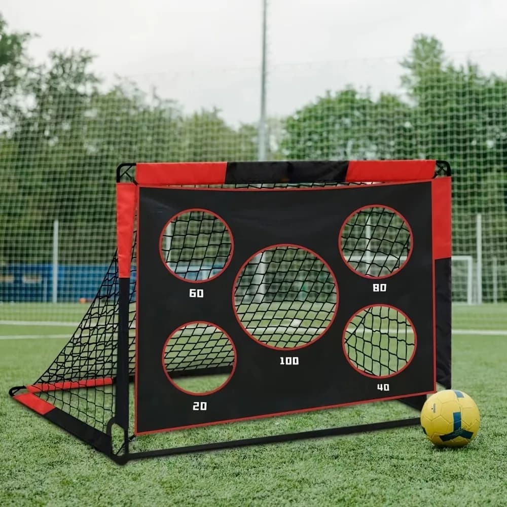 Foldable Soccer Goal Target Net Training Football Shooting Goal with Score Hole Backyard Outdoor Portable Football Practice Game