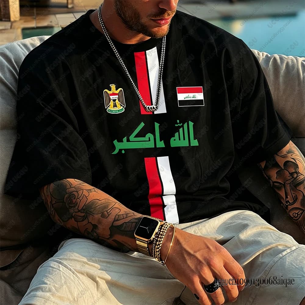 Nuova Maglia Estiva da Calcio dell'Iraq, T-shirt Sportiva da Uomo, Maglietta da Ciclismo con Bandiera dell'Iraq, Maglia da Calcio ad Asciugatura Rapida, Uniforme Unisex per Squadre
