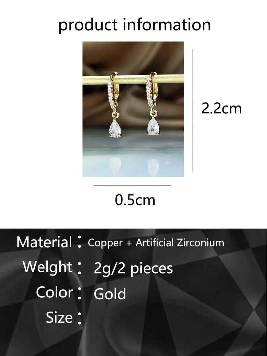 Cubic Zirconia Drop Shape Earrings Elegant Lightweight Jewelry for Daily Wear