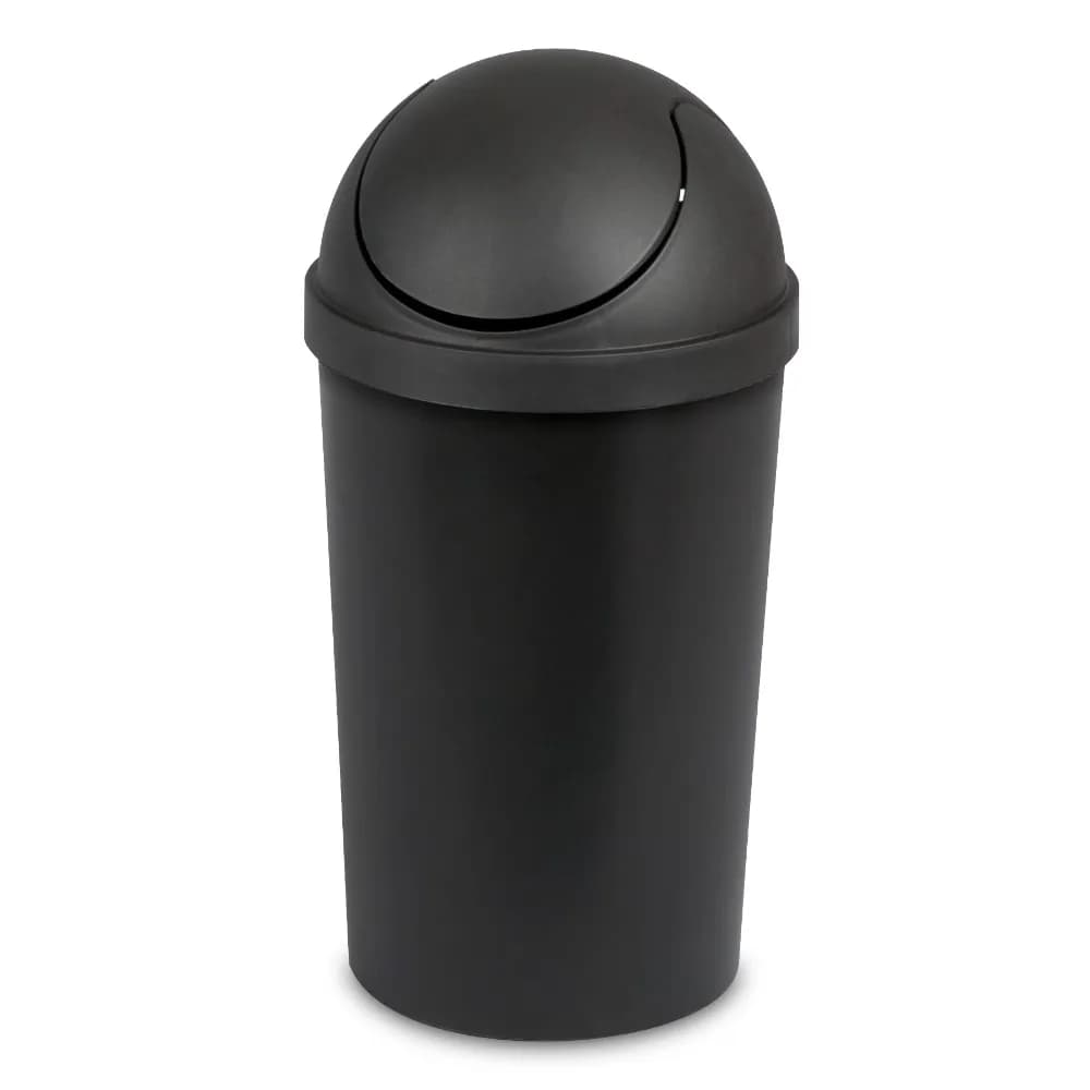 Small Trash Can with Swing Lid 3 Gallon Plastic Bathroom Garbage Bin Black Wastebasket