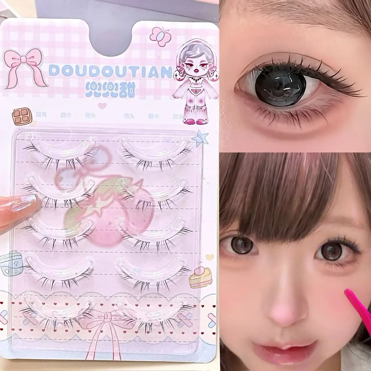 Doudoutian Ultra Fine Full Strip Lower False Lashes Clear Invisible Band Comfort All Day Natural Look for Daily Commute Starters
