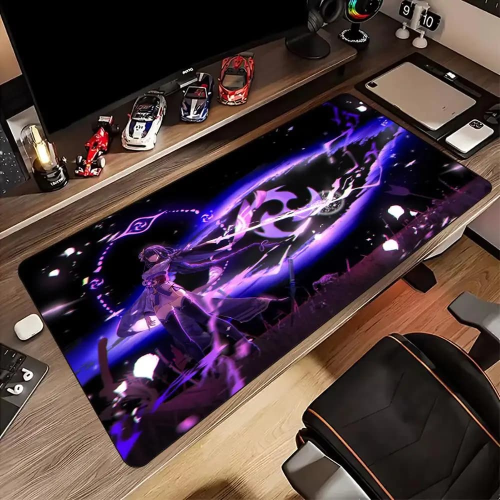 Viola Fulmine Samurai anime Mouse Pad in gomma antiscivolo Tappetino da scrivania gamer accessori per PC Tappetino da gioco tastiera Tappetino esteso maus pad