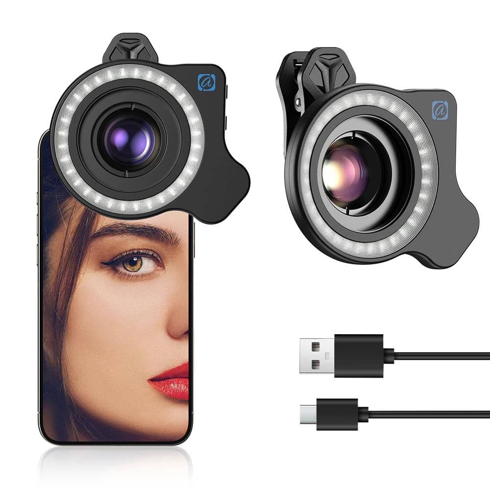 APEXEL NEW filling light for macro lens, camera lens ring light with high power + 45 light modes for photography of APEXEL macro lenses