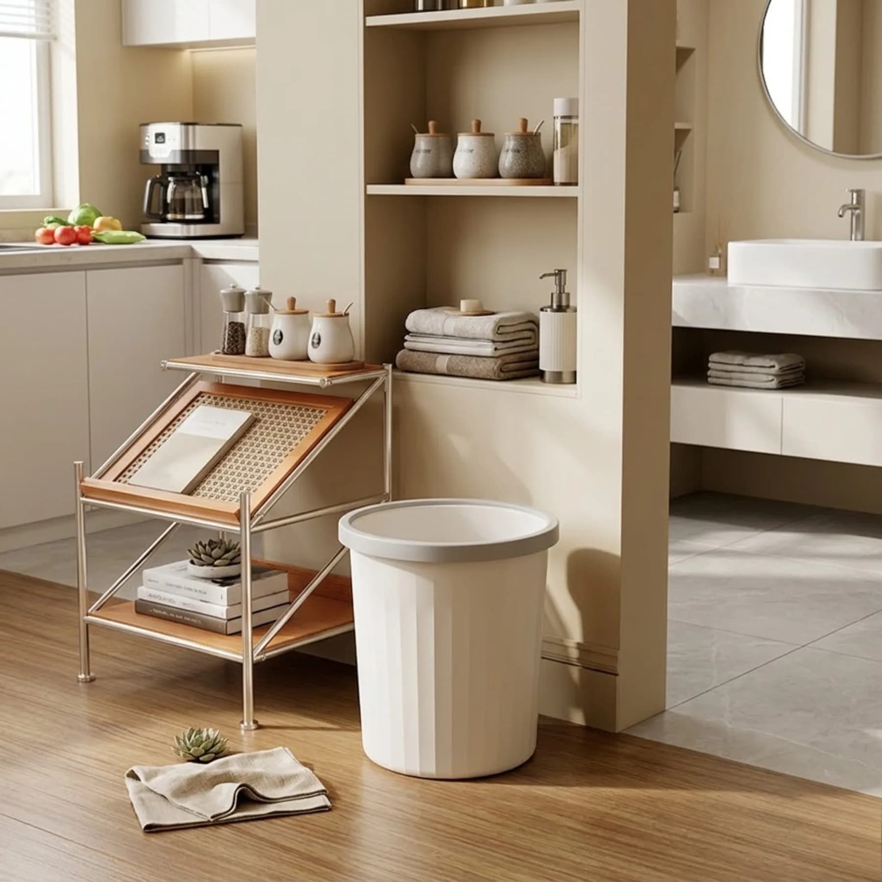 Cestino per Rifiuti in Plastica Leggero, Contenitore Compatto e Resistente per Casa, Cucina, Bagno, Ufficio, Dormitorio, Uso Interno