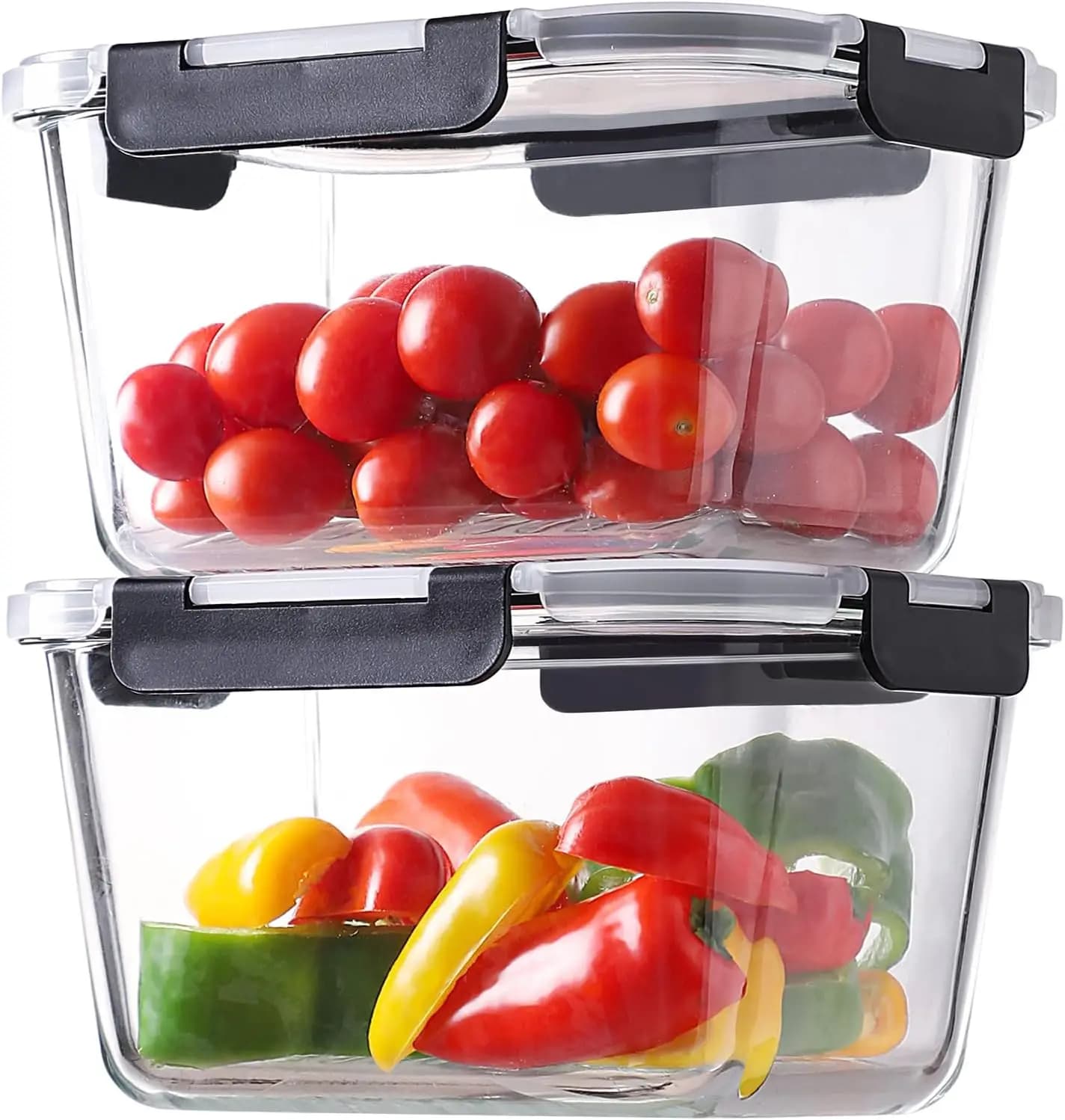 Set di 4 Contenitori in Vetro per Alimenti da 63oz con Coperchi, Scatole Bento Ermetiche, Adatte per Microonde e Forno, per Preparazione Pasti