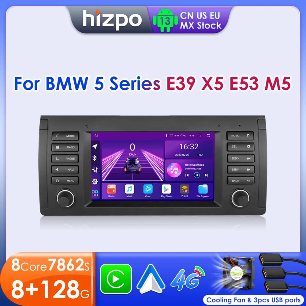 Hizpo 7 "Android 13 Autoradio per BMW Serie 5 E39 X5 E53 M5 Multimediale Android Auto Wireless Carplay 2din Autoradio 8Core 7862