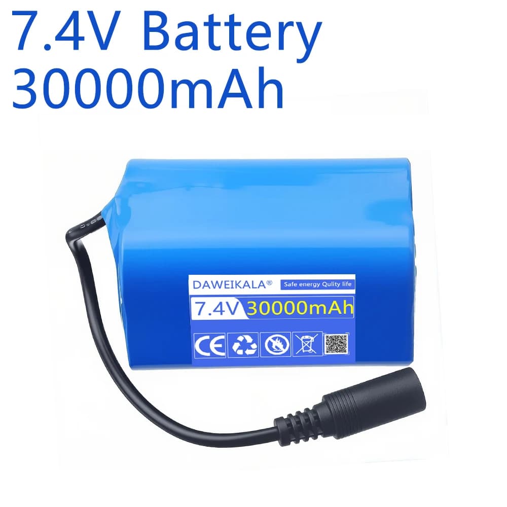 7.4V 30000mAh battery with USB charger for T188 T888 2011-5 V007 C18 H18 RC remote control Fishing boat with baits, Battery spare parts