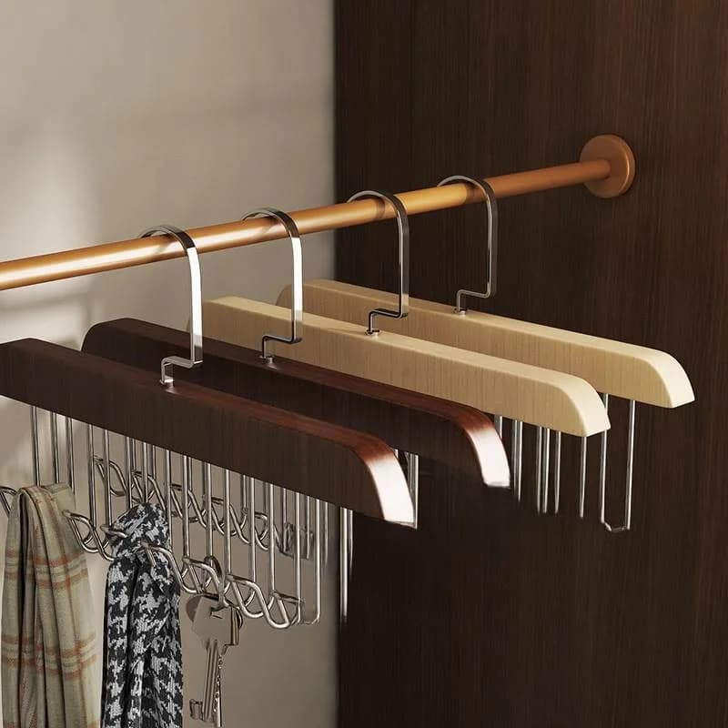 Wood hanger with 8 hooks, Vintage Organizer for Bras and Linens Intima