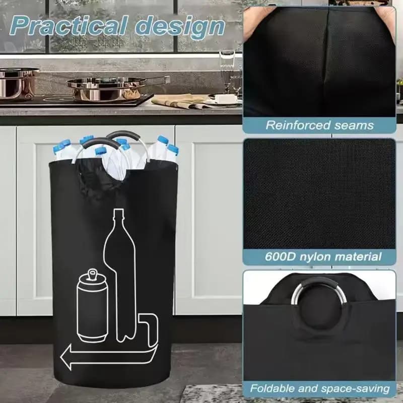 With Aluminum Handle 90L Wastewater Bottle Collector Bag Folding Recycling Bin 1PC Large Capacity Empty Bottle Storage Basket