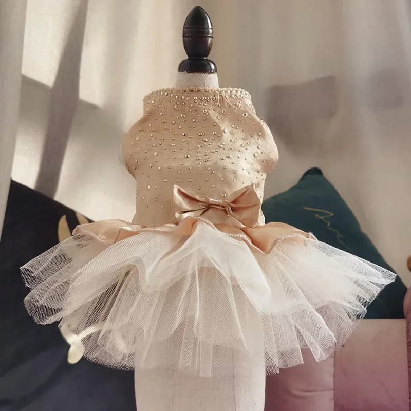 Abiti estivi per animali domestici: Vestito a pois per cani, Gonna estiva da principessa per cani, Abiti da sposa per cani, Vestiti per cani di piccola taglia, Gonne per cani, Vestito per gatti