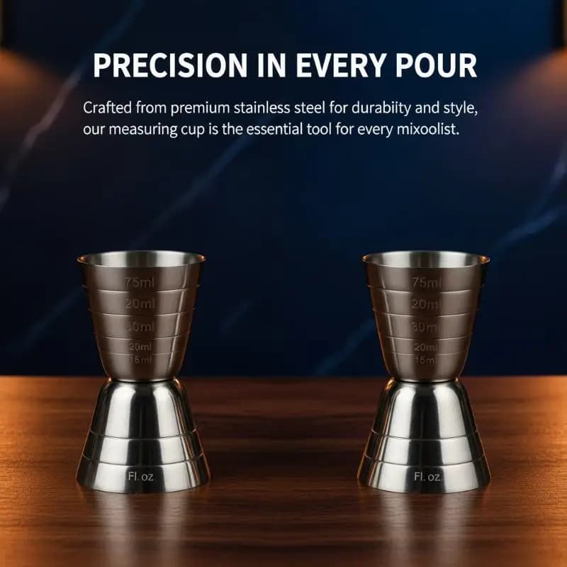 Shaker per Cocktail 75ml in Acciaio Inox, Bicchiere Dosatore per Bar, Accessori per Mixology e Feste in Casa