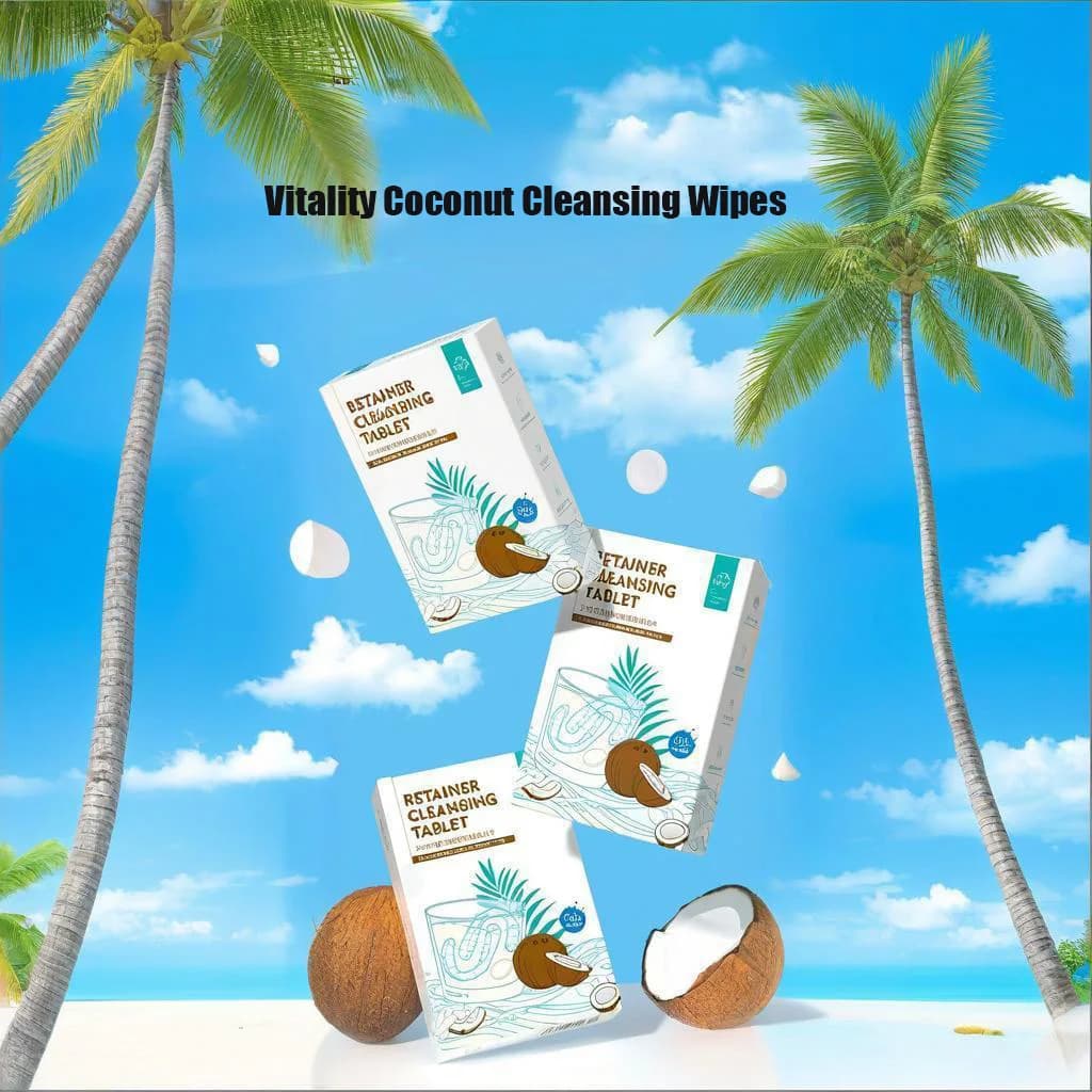 30 tablets/box Effervescent tablets for cleaning orthodontic appliances, cleaning and removal of stains of dental liners, coconut taste