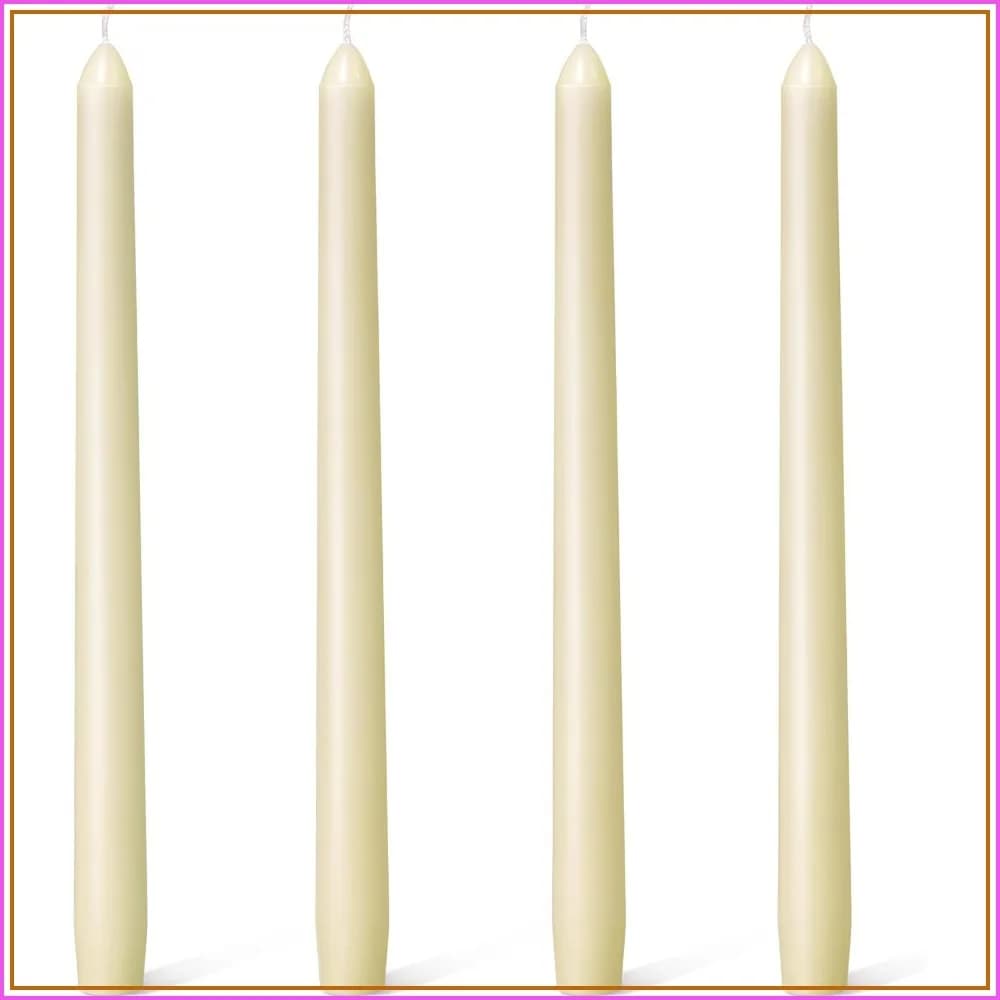 Ivory Taper Candles 10 Inch - 4 Pack Dripless & Smokeless - 8 Hour Unscented Candlesticks for Wedding, Dinner, Home Decor
