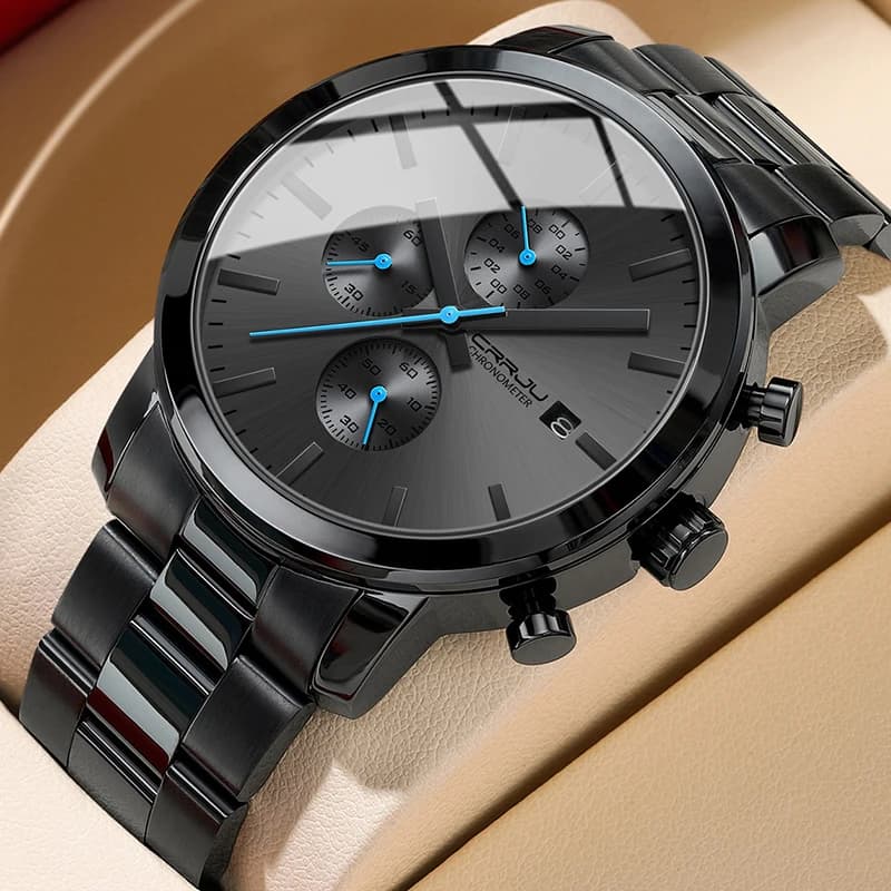CRRJU Orologio da uomo Orologio da polso in acciaio inossidabile da lavoro di lusso Orologio militare impermeabile con data al quarzo relogio masculino