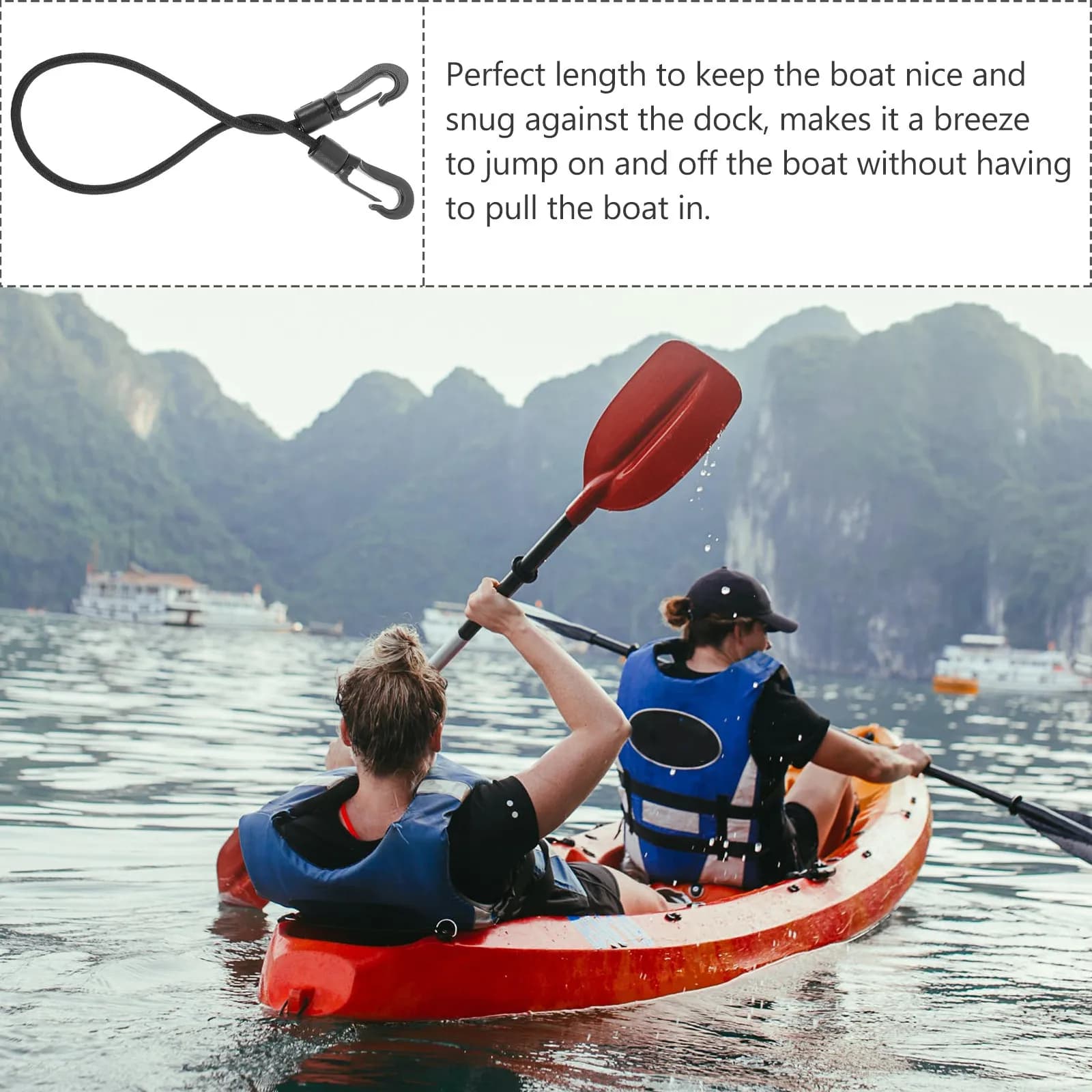 3Pcs Heavy Duty Hook Elastic Dock Line Rope for Boat Kayak Yacht Outdoor Mooring Tie Marine Docking Supply Sailboat Rope