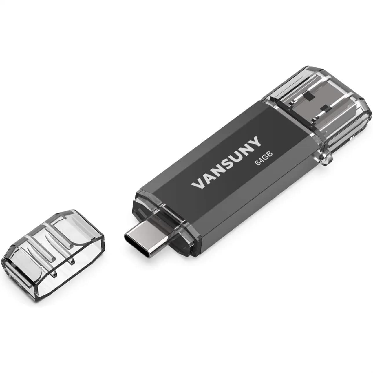 Chiavetta USB 3.0 da 64GB 2 in 1 con Connettore Type C OTG e Portachiavi per Android, MacBook, PC