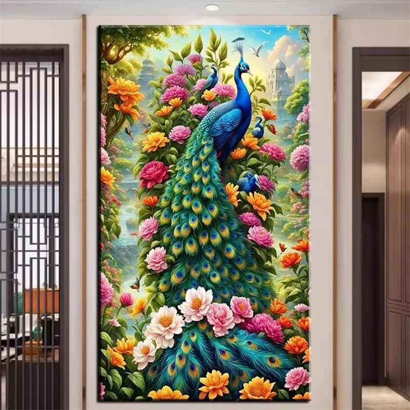 Large DIY Amazing Beautiful Peacock Flowers Diamond Art Kits New 2025 Full Diamond Painting Mosaic Cross Stitch Home Decor
