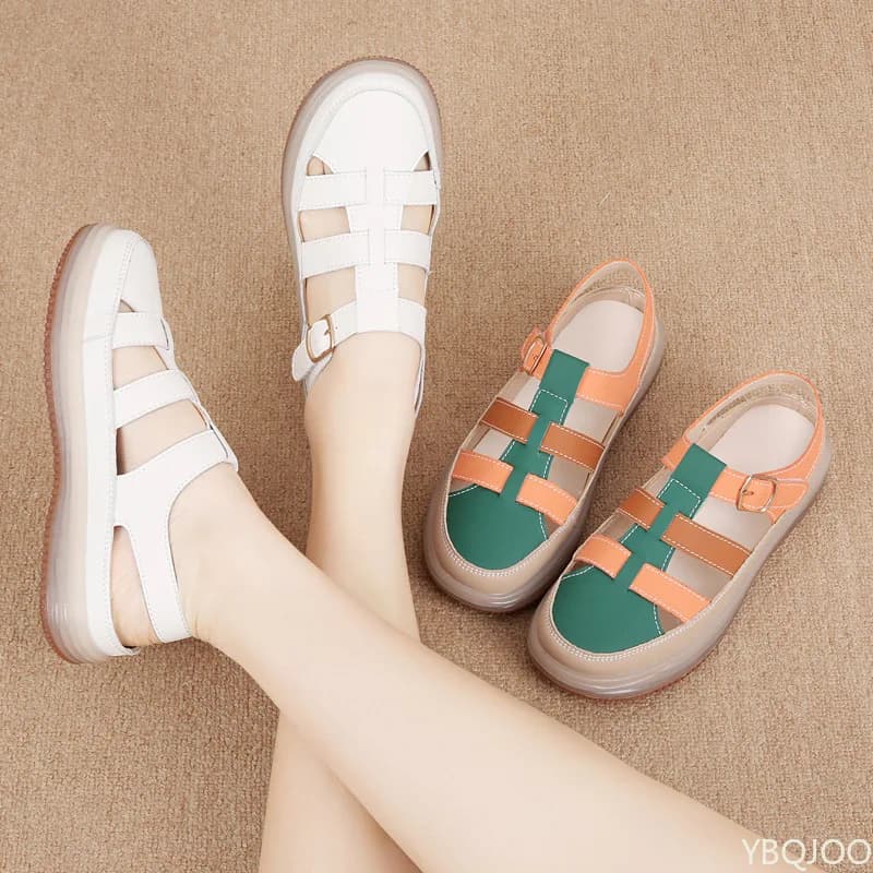 Baotou scarpa singola con suola morbida scavata versatile da indossare all'esterno scarpa singola semplice e comoda con fondo piatto