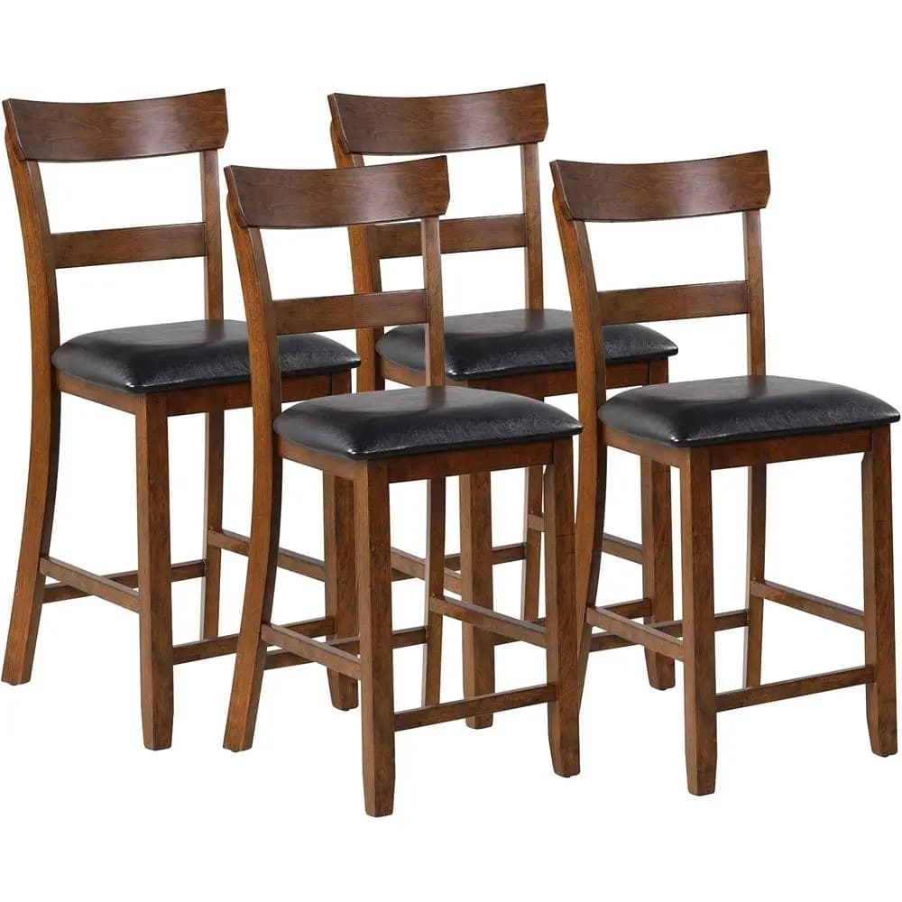 Set di 4 sedie alte da bancone da 25,5 pollici con cuscini imbottiti, gambe in legno di gomma, adatte per sala da pranzo, bistrot, soggiorno, cucina