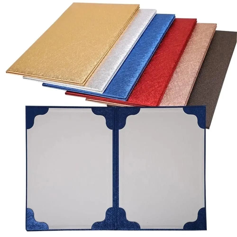 1 pz nuova superficie A3 A4 carta copertina rigida in pelle PU copertina certificato oro addensare cartella pagina di file rossa discorso hosted