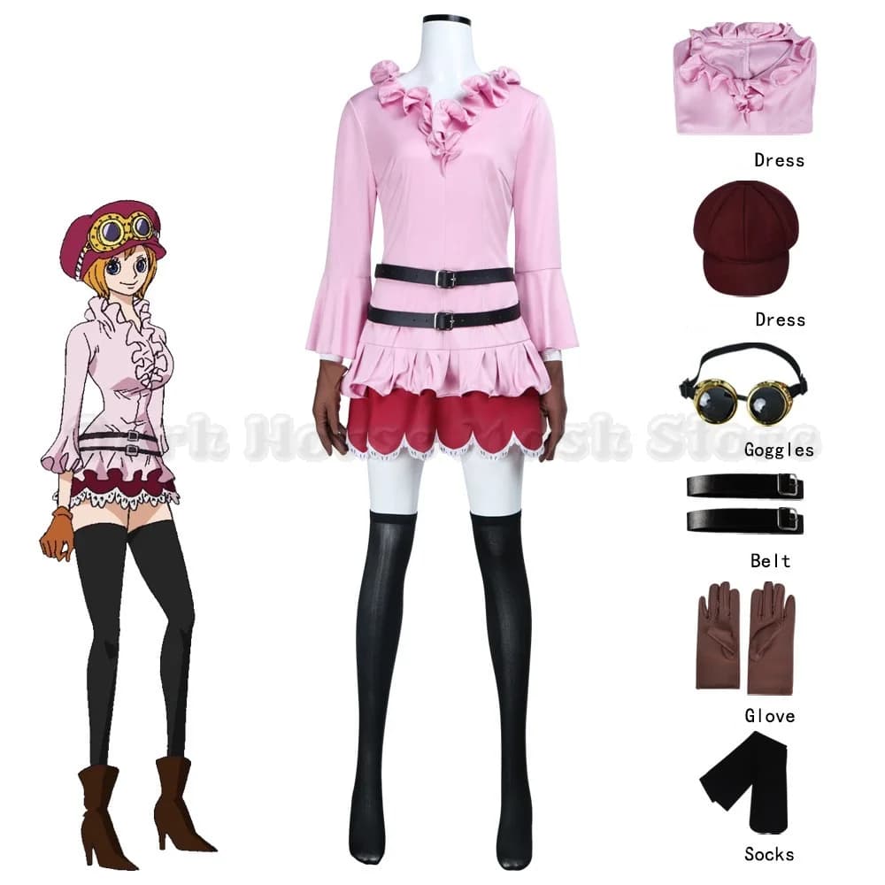 Anime Koala Cosplay Costume Pink Long Sleeves Tops Skirt Uniform Belt Adult Woman Sexy Cute Halloween Carnival Party Suit