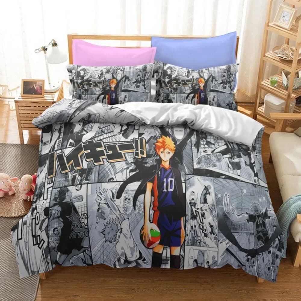 Cartoon Anime Haikyuu Set biancheria da letto Stampato in 3D Pallavolo Ragazzi Set copripiumino Biancheria da letto singola doppia di lusso per bambini Adolescenti Regalo