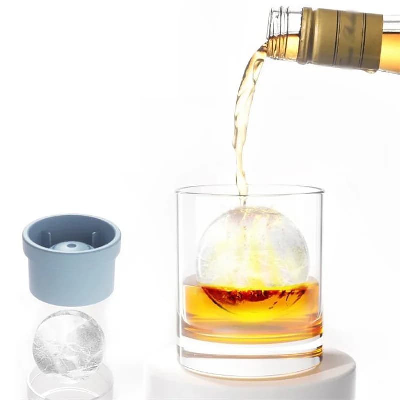 Set di 2 Stampi per Ghiaccio in Silicone di Grado Alimentare, a Forma di Sfera, Sciogliimento Lento, Riutilizzabili, Facili da Sformare, Adatti per Whisky e Bevande, per Casa e Bar