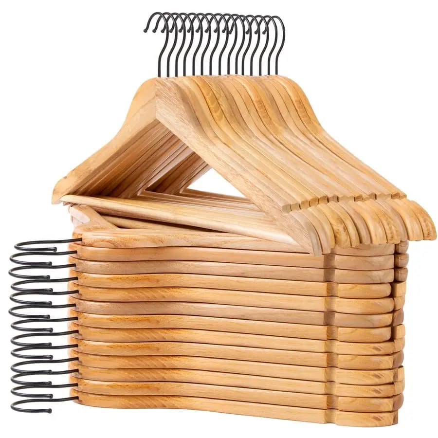 Pack of 30 wooden hangers, natural wooden hangers with non-slip grooves on the shoulders, coat hangers, shirts, jackets, pa