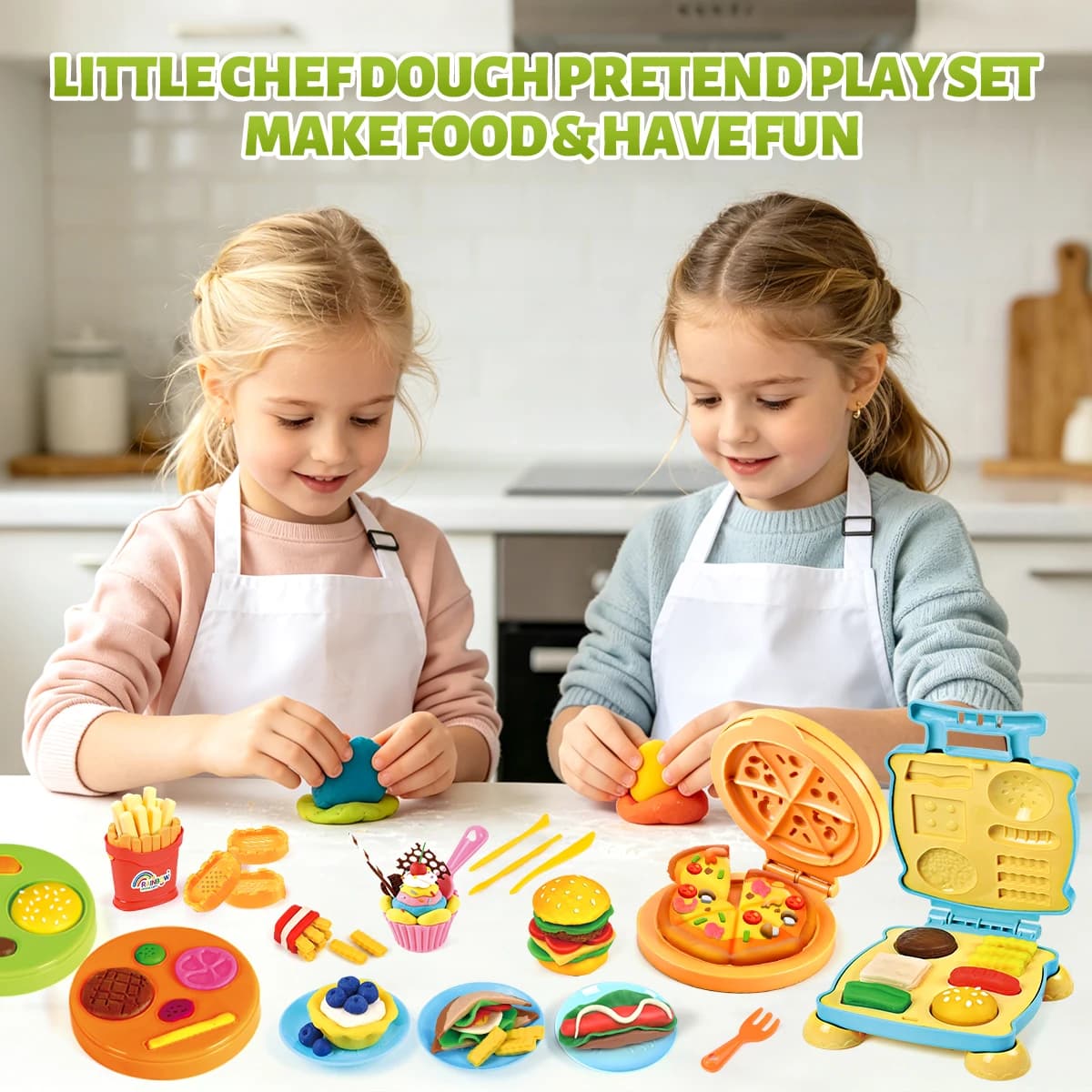 Multi-Color DIY Pretend Chef Play Dough Kit With Molds & Cooking Tools